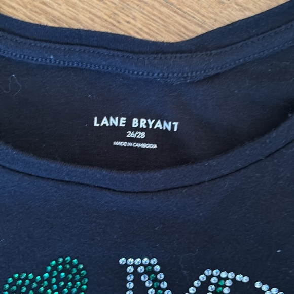 Lane Bryant black long sleeved shirt, I love my eagles, rhinestones, size 26/28 - Picture 3 of 4